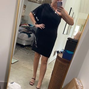 Betsy & Adam black cocktail dress w/ sequined trim